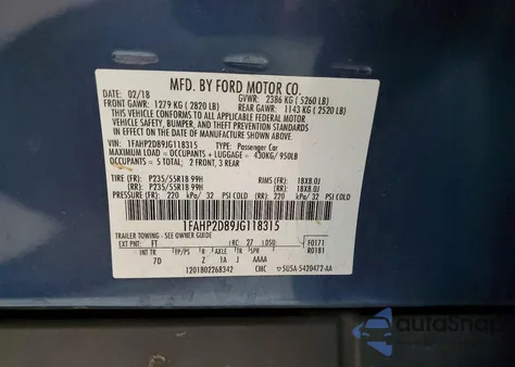 2018 Ford Taurus Se from USA, damaged, VIN 1FAHP2D89JG118315